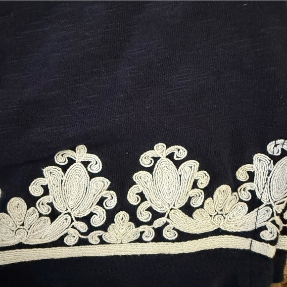 Talbots Large Blue & White Cotton Embroidered 3/4 Sleeve Blouse - Picture 3 of 5